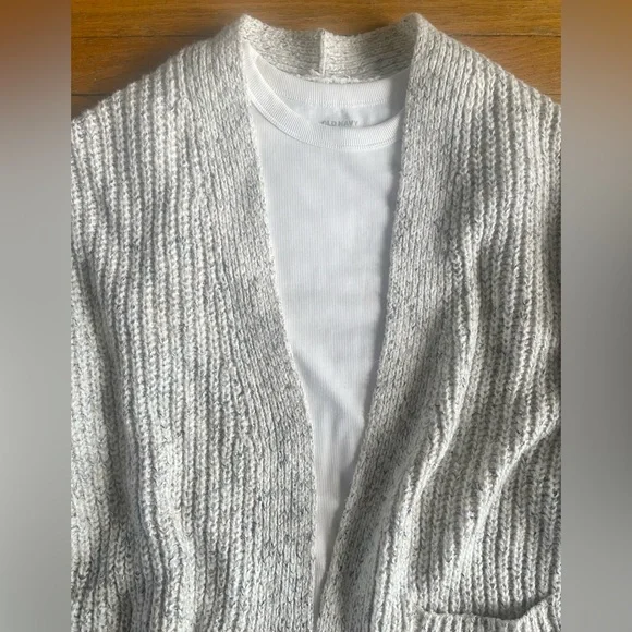 Nwot Rachel Zoe Chunky Knit CARDIGAN Oatmeal OFF WHITE Long Pockets Open XL - Picture 4 of 6